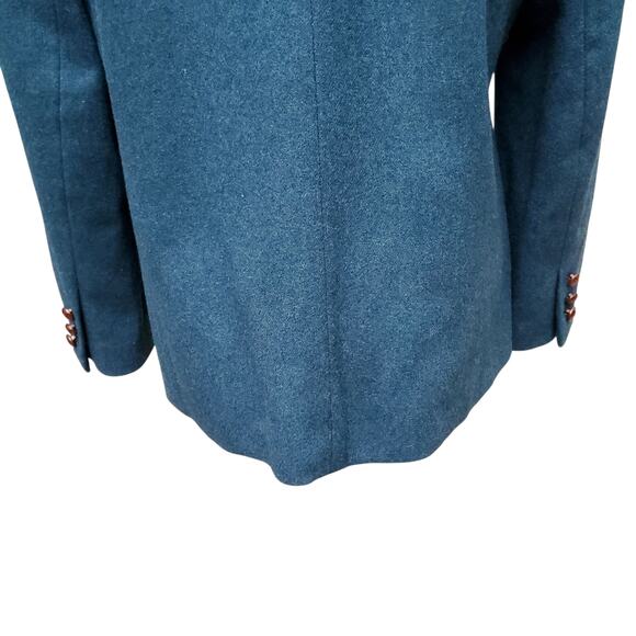Vintage John Meyer Wool Poly Career Blazer Jacket Blue Teal Sz 14 - Picture 11 of 16
